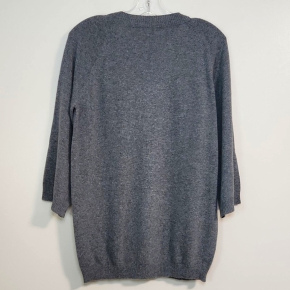 Valentino Grey Wool Sweater W/ Crystal Flower Embellishments, Size L ~ Like New - Picture 3 of 13